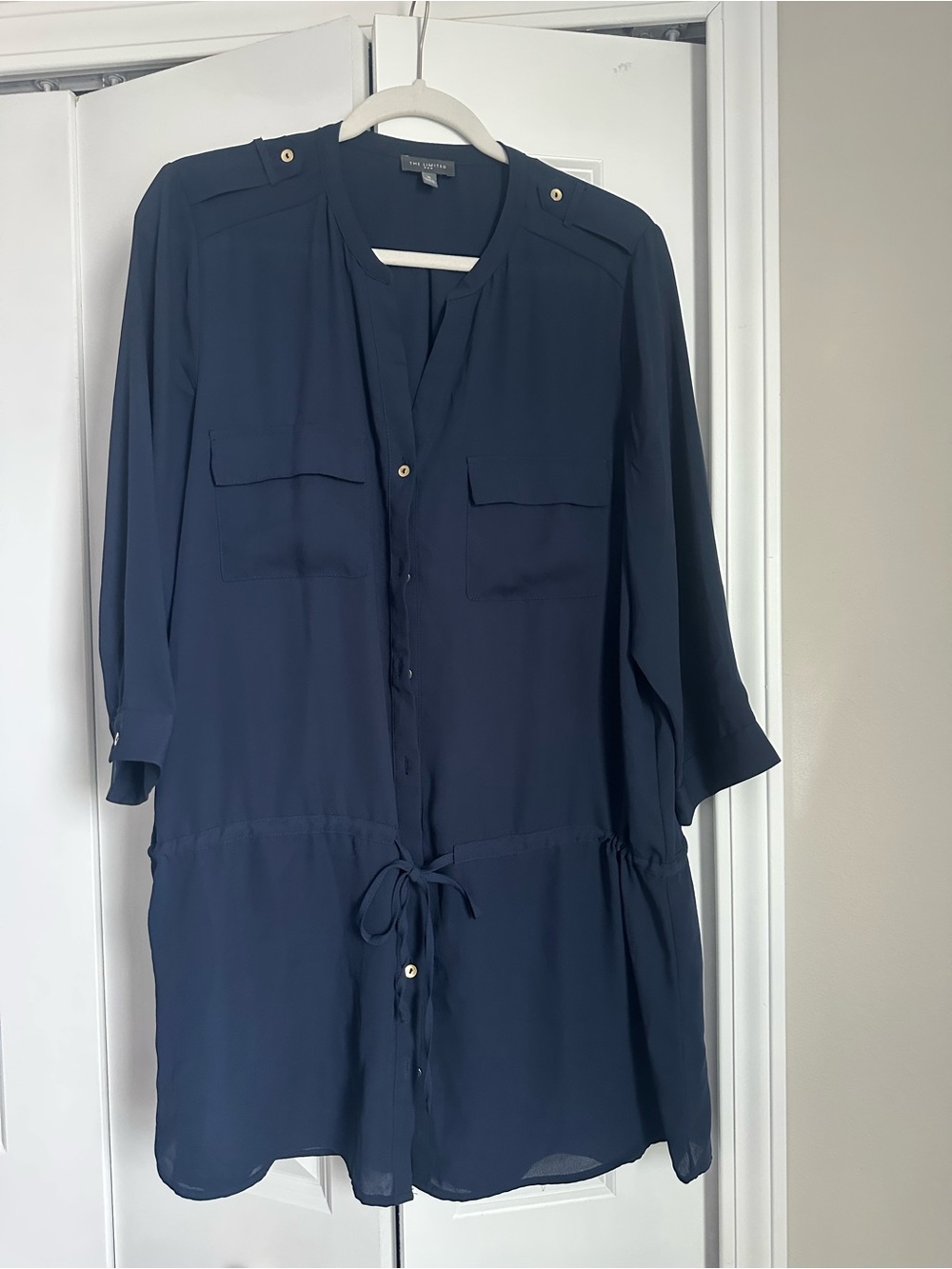 The Limited Navy Drawstring Shirt Tunic